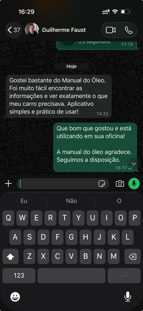 Depoimento de Guilherme F. via WhatsApp